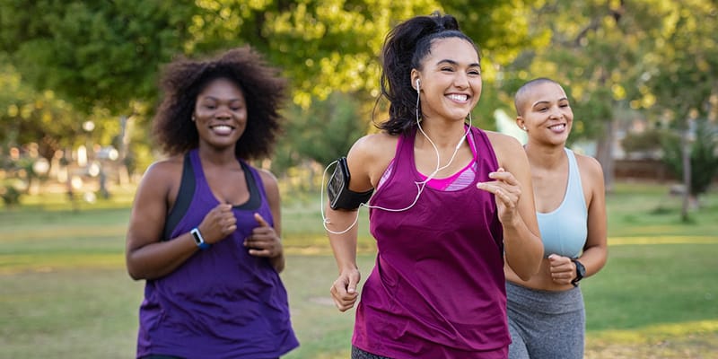 Three women jogging