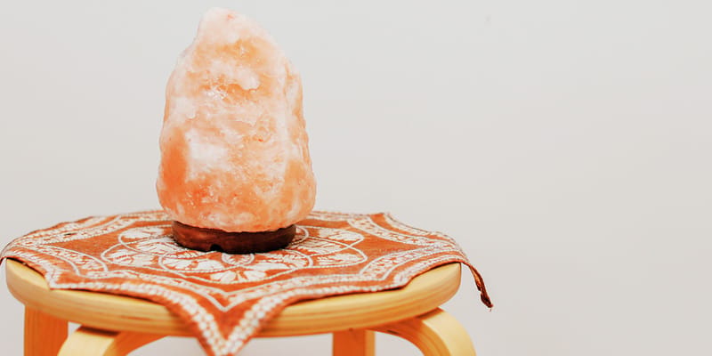 A salt lamp on a table