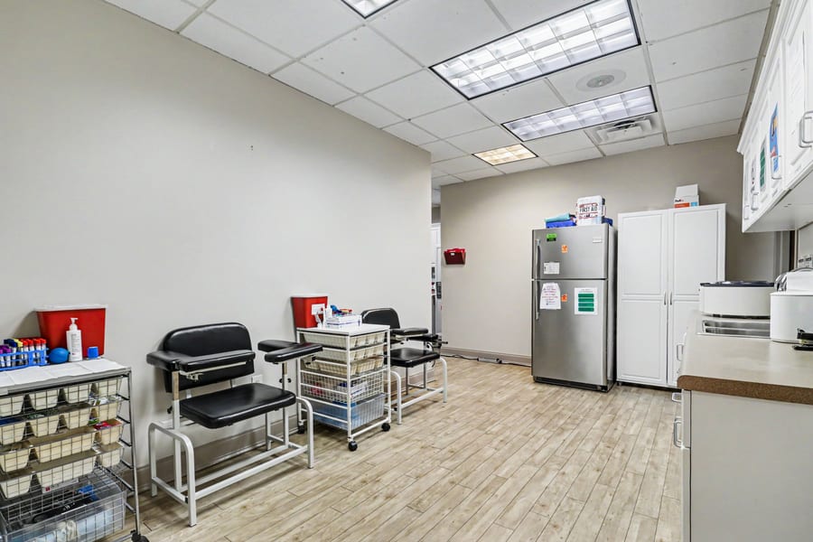 The blood-draw and phlebotomy station at Progressive Medical Center