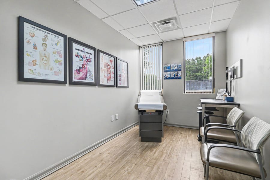 An exam room at Progressive Medical Center in Atlanta