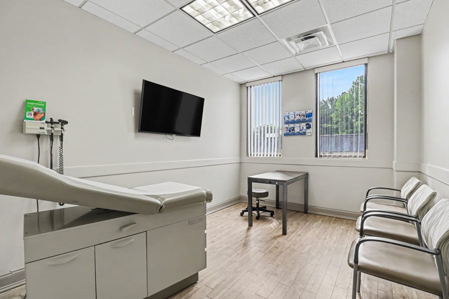 An exam room at Progressive Medical Center in Atlanta
