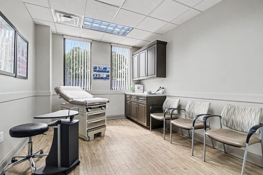 An exam and consultation room at Progressive Medical Center in Atlanta