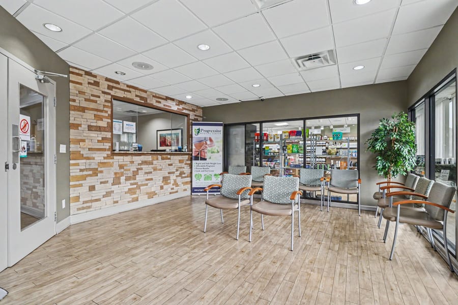 The lobby and reception area at Progressive Medical Center in Atlanta