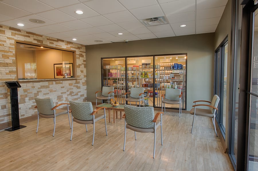 The waiting area at Progressive Medical Center
